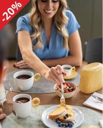 Cana din portelan, maner galben, 250 ml, Everyday - GUZZINI